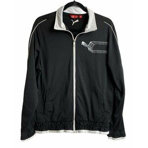 Puma Mens Full Zip Mock Neck Track Jacket White Size Medium Retro EUC